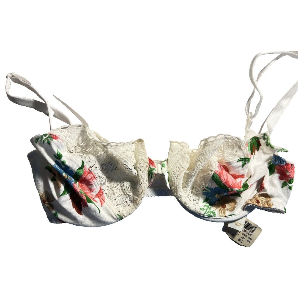 Vintage Victoria’s Secret Gold Label Bra 36C Floral Lace Front Clasp NWT